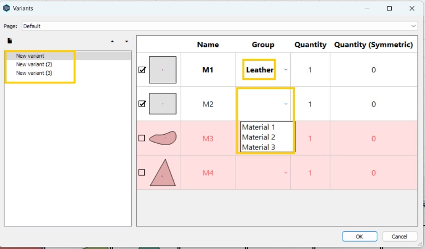 Variant Window for Efficient Part Management