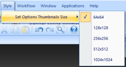 Options thumbnails size settings